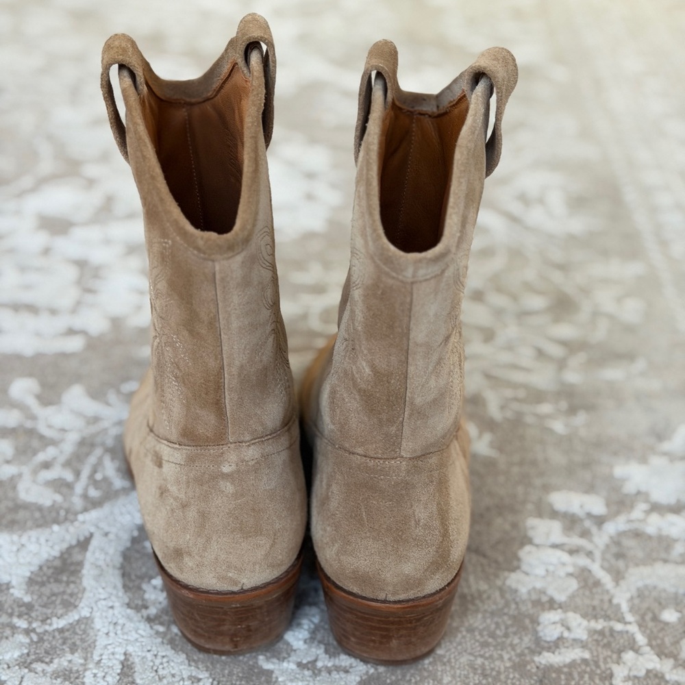 Sezane Suede Ankle Booties in Taupe Brown - Picture 3 of 5